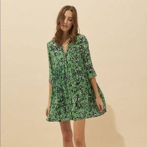 ba&sh Green Floral Mini Dress